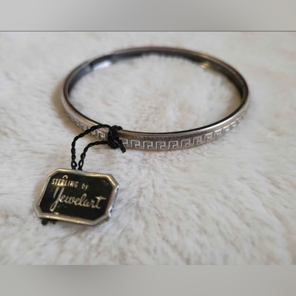 Sterling By Jewelart Greek Key Silver Bangle Bracelet✨️